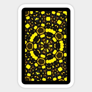 Yellow star print, kaleidoscope design Sticker